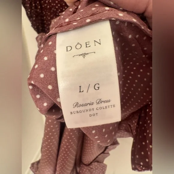 NWT! Doen Rosaria gathered polka-dot silk-blend midi dress - L - Picture 10 of 11